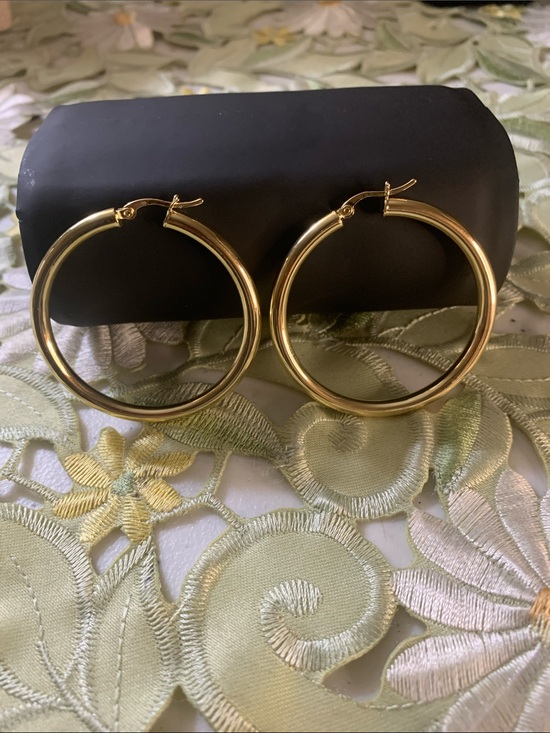 S925 Jewelry - Gold S925 Hoop Earrings for Women – Polished Classic 2 Inch Hoops